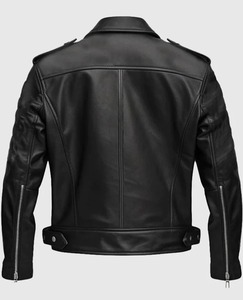 Chaqueta de Motociclista Estilo Café Racer de Cuero Vacuno Genuino Negro para Hombre con Ajuste Personalizado - Product Image 2
