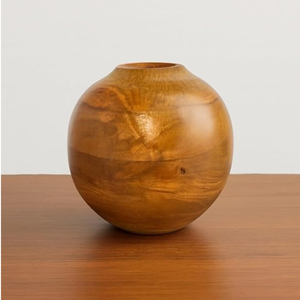 Pot de fleurs rond en bois sculpté artisanal Smart Art pour la décoration de la maison, support décoratif en bois de manguier fait main pour centre de table de mariage ou de dîner - Product Image 2