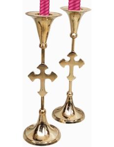 Tall <b>Brass</b> <b>Candlestick</b> Holder with Cross Design for Religious Activities Durable Metal Base Decorative - Product Image 3