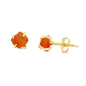 5-7mm Genuine Carnelian Gemstone <b>Stud</b> Earrings Classic 925 Sterling <b>Silver</b> Jewelry Gold Plating Handmade July Birthstone Gift - Product Image 1