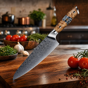 Custom Handmade Modern Chef <b>Knife</b> Extra <b>Sharp</b> Forged Damascus Steel Blade 8in Length Ambidextrous 3.0mm Thickness - Product Image 1
