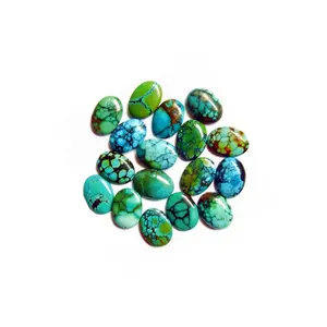 Batu Mulia Turquoise Oval Cabochons Natural Spiderweb-Kingman Turquoise 9X11Mm Oval Cabochons/Dijual Terpisah
