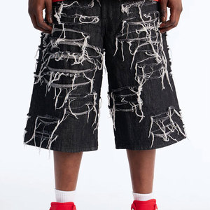 Wholesale Custom Made Men Denim <b>Shorts</b> Sporty Eco-Friendly Waterproof Quick Dry Breathable Ripped with Side Pocket Design - Product Image 2