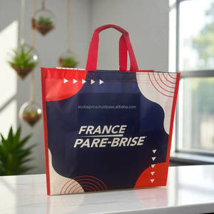 Bolsa de compras no tejida con logotipo personalizado con laminado mate, asas fuertes, cierre de hombro para promociones de comestibles de supermercado - Product Image 1