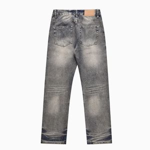 Pantalon cargo en jean unisexe pour homme, taille haute, délavé à l'acide, respirant, séchage rapide, 100% coton, broderie unie, style décontracté streetwear vintage - Product Image 2
