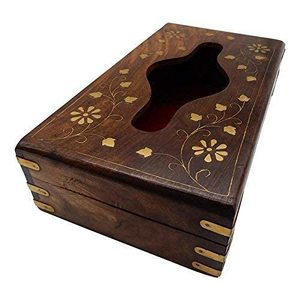 Boîte à mouchoirs en bois artisanale moderne Lavie Creations pour table à manger, décoration de la maison et des hôtels, design élégant en provenance de l'Uttar Pradesh - Product Image 4