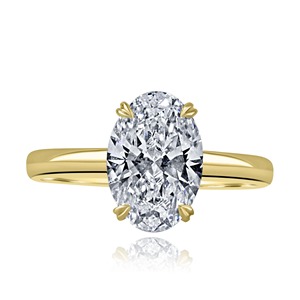 Bague de fiançailles en diamant de laboratoire certifié IGI de 1,50 ct, taille ovale, halo caché, solitaire, or 18 carats, bijoux de luxe pour femmes - Product Image 1