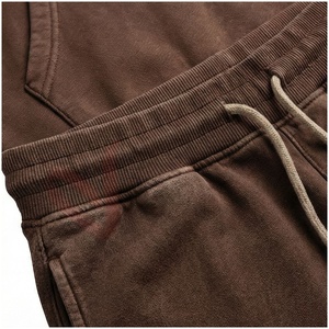 Conjunto Deportivo Marrón para Hombre, Manga Larga, con Capucha y Cordón Ajustable, Color Sólido, Corte Regular, para Otoño, 100% Algodón Transpirable - Product Image 5