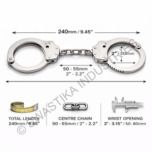 <b>Security</b> Department Silver Colour Double Locking System Chain Other Handcuffs Polished Restraint <b>Equipment</b> Phoenix Manufacturer - Product Image 6