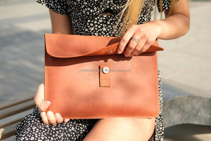 Buatan tangan Crunch kulit lengan Laptop kantor bahan PC penutup kerja bisnis Travel Messenger <span class=keywords><strong>Case</strong></span> Komputer kantong lengan tas - Product Image 2