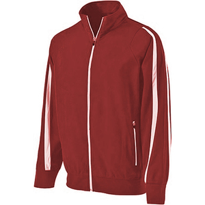 Chaqueta Deportiva de Forro Polar Marrón para Hombre con Rayas Blancas, Cuello Alto y Cierre de Cremallera, Estilo Deportivo, para Otoño - Product Image 4