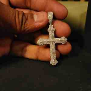 Pendentif Hip Hop Croix Entièrement Sertie de Diamants, en Acier Inoxydable, Diamant de Laboratoire 4 carats, Unisexe, Tendance, pour Toutes les Occasions, Cadeau - Product Image 3