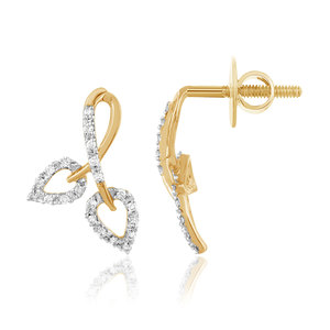 Pendientes de Diamantes Florales Dobles con Corte Corazón Romántico, Oro Amarillo, para Uso Diario, Diamantes Blancos Cultivados en Laboratorio - Product Image 3
