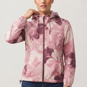 Stylish <b>Women</b> <b>Windbreaker</b> Jacket Hooded Lightweight Outdoor Sportswear Zip Front Breathable Fabric With Side Pockets - Product Image 3