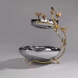 Premium Quality Polished Stainless Steel Aluminum Asymmetrical Pedestal Dish Gold Branch <b>Frame</b> Modern Design Restaurant Use Bowl - Product Image 6