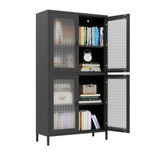 Libreria Classica in Metallo Autoportante con 4 Ante e 4 Ripiani per Soggiorno e Conservazione Domestica - Product Image 5