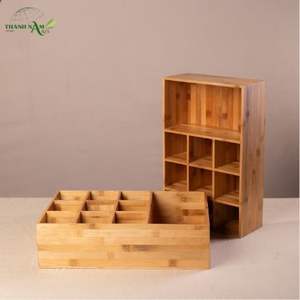 ถาดเก็บของไม้ไผ่แบบหลายช่องพร้อมดีไซน์พับได้ทันสมัย พกพาสะดวกและเป็นมิตรต่อสิ่งแวดล้อม สำหรับจัดระเบียบอาหารและภาชนะบนโต๊ะ - Product Image 1