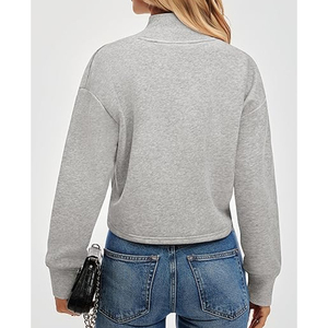 Customizable Oversized Solid Women <b>Drop</b> Shoulder Mock neck Sweatshirt Cotton Material Breathable Customized Logo - Product Image 5