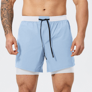 Men's Solid Green Quick Dry Drawstring Sport Shorts <b>Mid</b> Waist Woven Polyester Short Shorts - Product Image 6