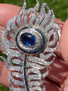 Broche de luxe en plumes de paon, argent 925, diamant Moissanite, bijoux colorés pour femmes, accessoire élégant pour les soirées - Product Image 2