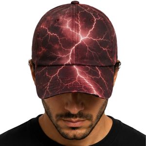 หมวกเบสบอลลายสายฟ้าสีแดงเลือดหมู ปรับขนาดได้ ผ้าฝ้าย สไตล์ Dad Hat แฟชั่นสตรีทแวร์ กีฬา ยูนิเซ็กซ์ รับผลิตตามแบบ OEM ODM ขายส่งจากโรงงาน - Product Image 1