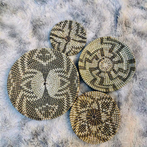 Nouvelle arrivée rustique jonc de mer plaque murale à la mode bohème plante multifonctionnelle en osier tenture murale différentes tailles pour la maison - Product Image 5