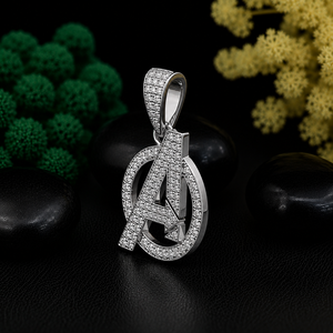 Collier avec pendentif logo Avengers, argent 925 plaqué rhodium, cristal strass, bijoux de luxe unisexe - Product Image 4