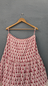 Casual Elastic Waist Women's <b>Summer</b> Dress Hand Block Printed Cotton Long Maxi <b>Skirt</b> Breathable Ethnic Wear - Product Image 3