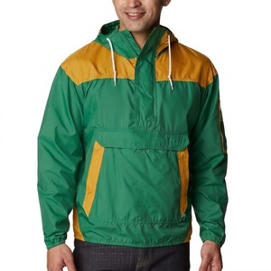 Chaqueta Anorak para Hombre en Verde y Color Mostaza, Ligera, con Capucha, Cortavientos, Estilo Casual para Exteriores - Product Image 1
