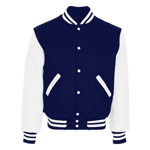High Quality Wool University <b>Jacket</b> for Men <b>Winter</b> with Leather Sleeves and Letter Pattern - Product Image 1