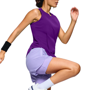 Women's <b>Purple</b> Sleeveless <b>Tank</b> <b>Top</b> Solid Color Crew Neck Knitted Casual Wear Quick Dry - Product Image 2