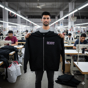 Nouveau style streetwear : Sweat à capuche épais effet délavé, broderie appliquée personnalisée, strass sur toute la surface, fermeture éclair, prix abordables - Product Image 6