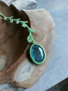 Handmade Green Macrame Jade Bamboo <b>Necklace</b> Boho Healing Ethnic Buddhism <b>Statement</b> Jewelry Women - Product Image 2