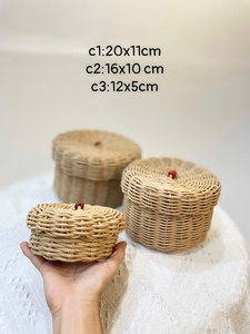 Panier de rangement en papier tressé à la main LTL Handicraft SP306, mini, écologique, avec poignée, design simple et polyvalent, forme ronde - Product Image 4