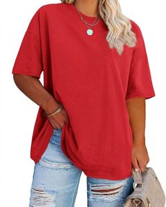 T-shirts pour femmes, coupe ample, style streetwear, tissu épais personnalisé, uni, décontracté, manches courtes - Product Image 1