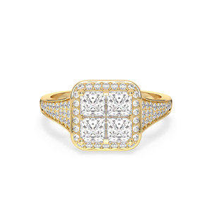 Bague REYES Solitaire en or jaune 14 carats avec diamant rond de 2 carats cultivé en laboratoire pour femme, cadeau de fiançailles de luxe, bijoux fins - Product Image 2