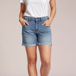 Pantalones cortos vaqueros holgados hasta la rodilla para niñas, con lavado desgastado y opciones de detalles rasgados/desgastados - Product Image 3