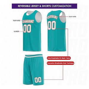 Uniforme de basket-ball personnalisé cyan et orange pour hommes, maillot et short professionnels sublimés respirants à séchage rapide pour adultes - Product Image 3