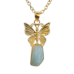 Laxmi 18K Gold Plated Amazonite Butterfly Necklace and Earring <b>Set</b> Brass Ethnic Jewelry for <b>Women</b> Wedding Party <b>Gift</b> - Product Image 2