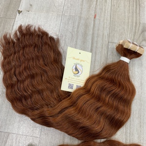 Couleur personnalisée Double Dessiné Remy Bande Humaine Extensions de Cheveux Lâche Vague Profonde Rouge En Gros Bande-dans Extension de Cheveux Vague Naturelle - Product Image 6