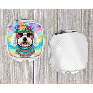 Bichon Frise Hippie Dawg Compact Folding Handheld Makeup <b>Mirror</b> Portable Pocket <b>Travel</b> Decorative <b>Mirror</b> for Women and Girls - Product Image 4