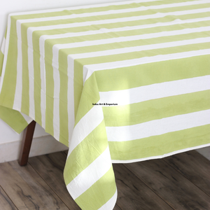 Mantel Rectangular de Lino y Algodón a Rayas Verde y Blanco, Lavable, para Decoración del Hogar, Estilo Elegante - Product Image 5