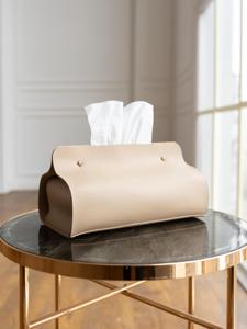 Boîte à mouchoirs de luxe en cuir anti-odeur, étui porte-serviettes avec fermeture à bouton, pliable, anti-poussière, portable, simple et décontracté pour hôtels - Product Image 3