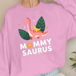 Sweat-shirts imprimés pour femmes MOMMY SAURUS, tissu tricoté décontracté avec des dinosaures, 100% polyester, col rond - Product Image 2