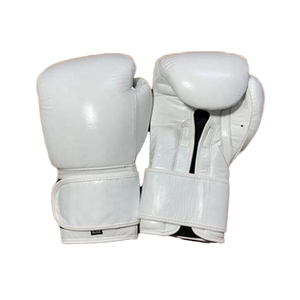 Gants de boxe en cuir PU blanc avec sangle de poignet réglable, fermeture auto-agrippante, imperméables, respirants, personnalisables pour l'entraînement - Product Image 2