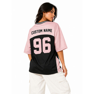 Fabricant OEM de maillots de football américain color block en gros, avec numéro appliqué personnalisé, en maille oversize, unisexe, hauts de sport de printemps - Product Image 2
