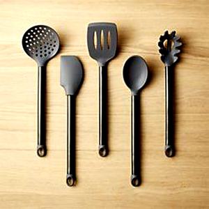 Juego de servicio de ensaladas negras con mango de cerámica, utensilios de cocina, utensilios de cocina, juego de cucharas para sopa y ensalada - Product Image 1