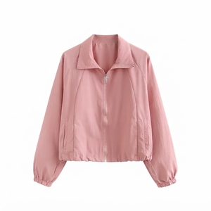 Chaqueta Bomber de Color Sólido para Mujer, Manga Larga, Cuello Camisero, Tejido Transpirable, Resistente al Viento, Ropa de Invierno - Product Image 2