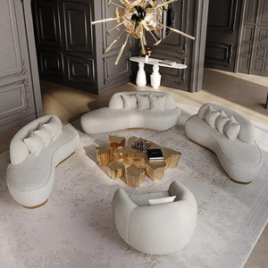 Juego de Sofás Seccionales Curvos Modernos de Lujo, Estructura de Madera de Caoba, Tapizado de Esponja, Muebles para Sala de Estar, Hotel, Villa, Indonesia - Product Image 2