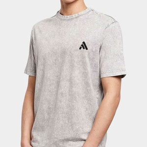 T-shirts décontractés pour hommes, personnalisables avec logo, en coton 100% uni, de haute qualité, respirants, écologiques, à manches courtes, effet délavé à l'acide, vente en gros - Product Image 3